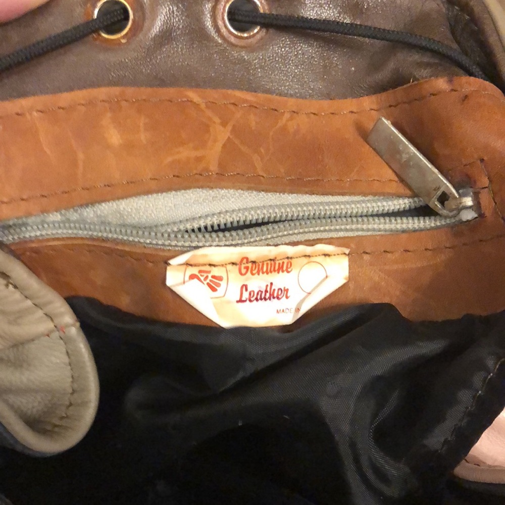 Patchwork Leather Backpack Sling Purse - image 5